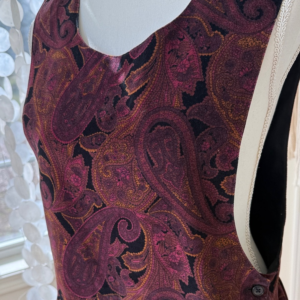 Bryn Connelly Velvet Paisley Sleeveless Burgundy Paisley Midi Dress